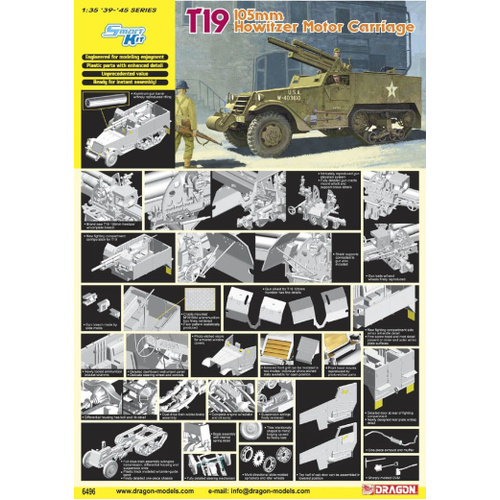 Dragon 1/35 T19 105mm Howitzer Motor Carriage Plastic Model Kit [6496]