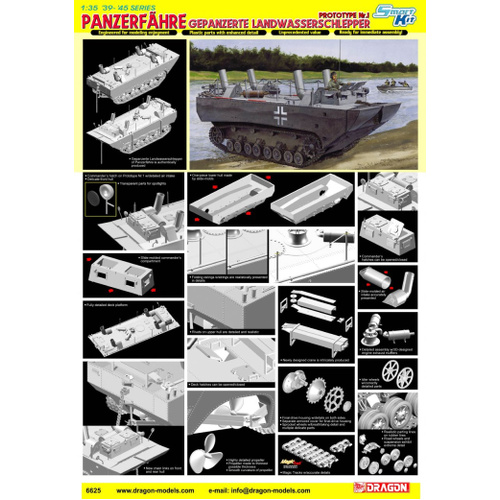 Dragon 1/35 PANZERFÄHRE GEPANZERTE LANDWASSERSCHLEPPER PROTOTYPE NR.1 (SMART KIT) [6625]