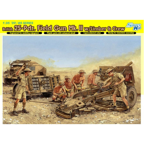 Dragon 1/35 BRITISH 25-Pdr. FIELD GUN Mk.II w/LIMBER & CREW (SMART KIT) [6675]