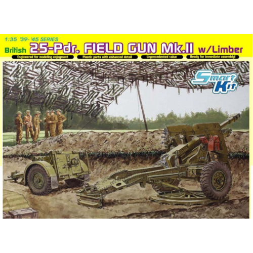 Dragon 1/35 BRITISH 25-Pdr. FIELD GUN Mk.II w/LIMBER (SMART KIT) [6774]