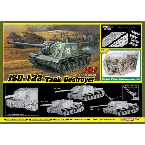 Dragon 1/35 JSU-122 Tank Destroyer (3 in 1) Plastic Model Kit [6787]