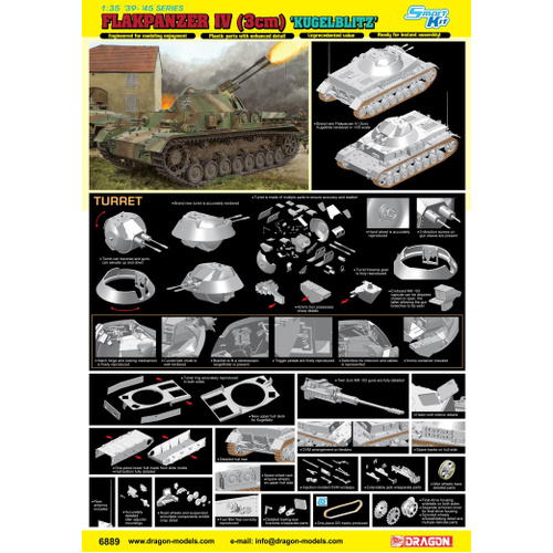 Dragon 1/35 Flakpanzer IV (3cm) 'Kügelblitz' (Smart Kit) [6889]