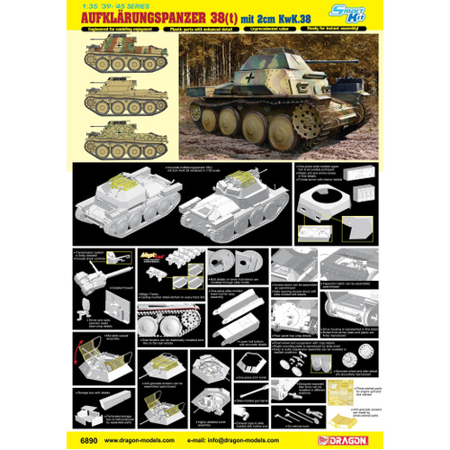 Dragon 1/35 Aufklarungspanzer 38(t) w/2cm KwK38 [6890]
