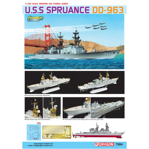 Dragon 1/700 U.S.S. Spruance DD-963 Plastic Model Kit