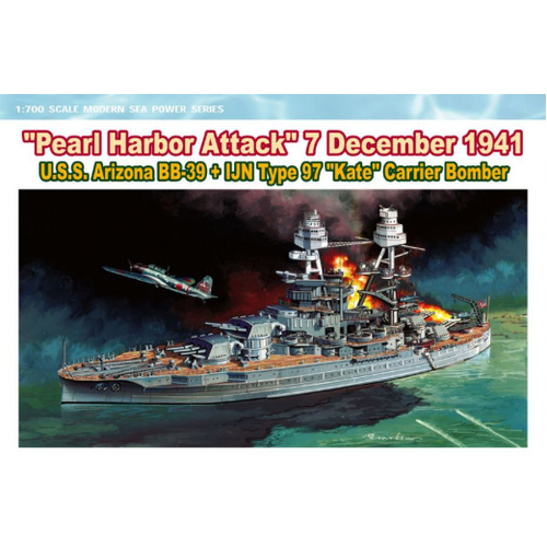 Dragon 1/700 U.S.S. Arizona BB-39 + IJN Type 97 "Kate" Carrier Bomber "Pearl Harbour Attack) Plastic Model Kit