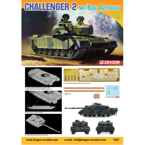 Dragon 1/72 Challenger 2 w/BAR Armour [7287]