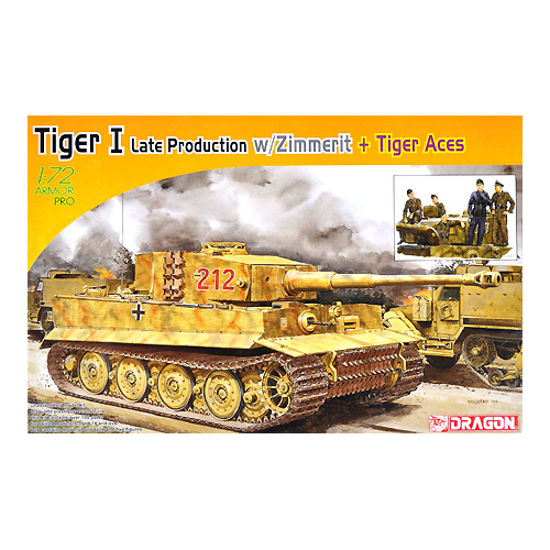 Dragon 1/72 TIGER I LATE PRODUCTION w/ZIMMERIT + TIGER ACES [7440]