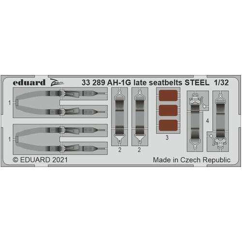 Eduard 1/32 AH-1G late seatbelts STEEL Photo etched parts