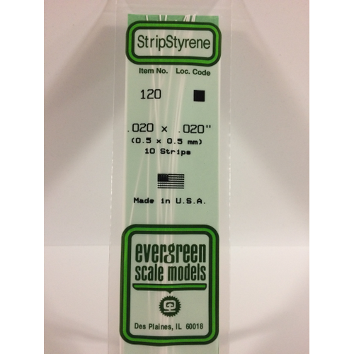 Evergreen White Polystyrene Strip 0.020 x 0.020 x 14" / 0.51mm x 0.51mm x 36cm (10)