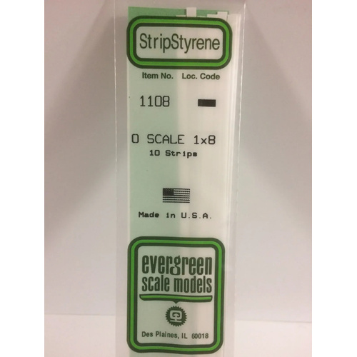 Evergreen White Polystyrene O-Scale Strip 0.021 x 0.167 x 14" / 0.53mm x 4.2mm x 36cm (10)