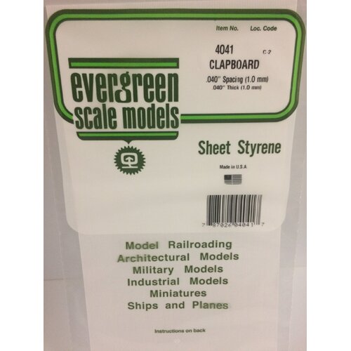 Evergreen White Polystyrene Clapboard Siding Sheet 0.040 x 6 x 12" / 1mm x 15cm x 30cm (1)