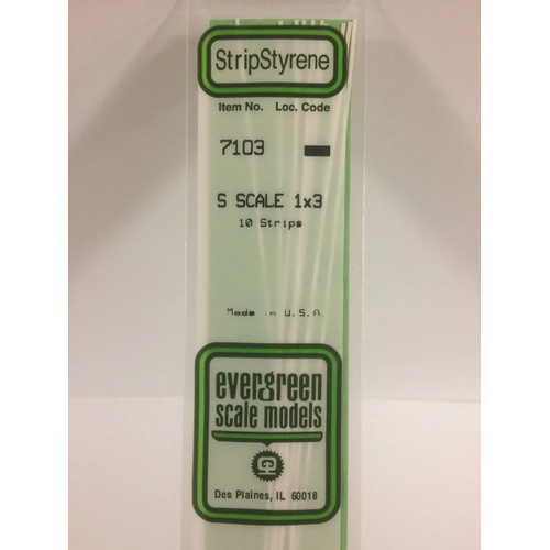 Evergreen White Polystyrene S-Scale Strip 0.016 x 0.047 x 14" (10)