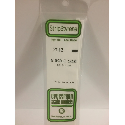 Evergreen White Polystyrene S-Scale Strip 0.016 x 0.188 x 14" (10)