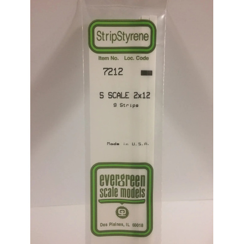 Evergreen White Polystyrene S-Scale Strip 0.031 x 0.188 x 14" (9)