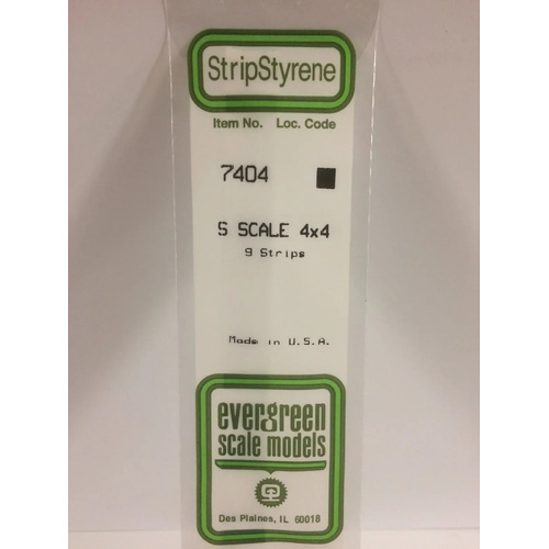 Evergreen White Polystyrene S-Scale Strip 0.063 x 0.063 x 14" (9)