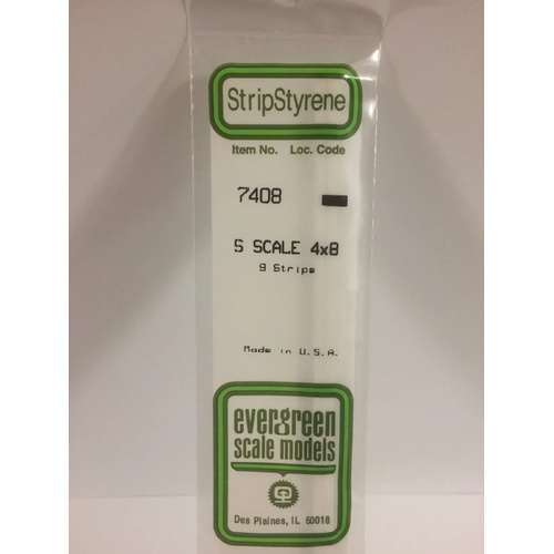 Evergreen White Polystyrene S-Scale Strip 0.063 x 0.125 x 14" (9)