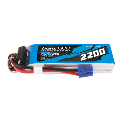 Gens Ace G-Tech 3S 2200mAh 25C 11.1V Soft Pack Lipo Battery (EC3)