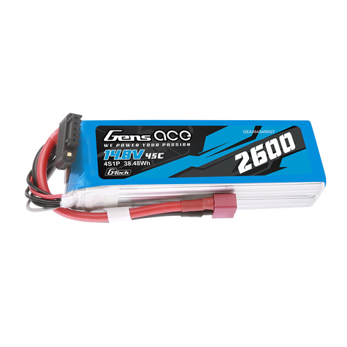 Gens Ace G-Tech 4S 2600mAh 45C 14.8V Soft Pack Lipo Battery (Deans)
