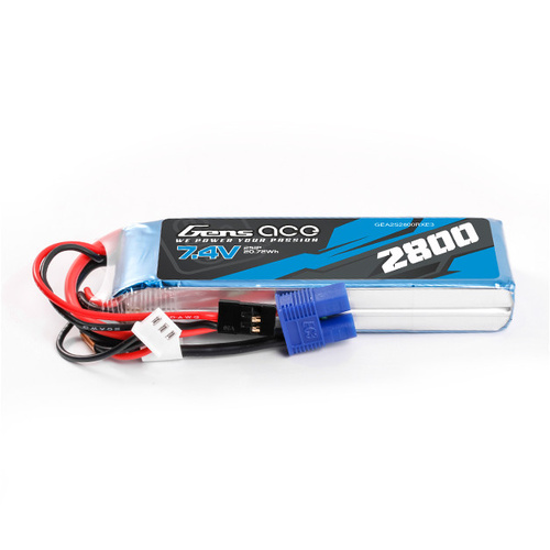 Gens Ace 2S 2800mAh 7.4V RX Soft Pack Lipo Battery (EC3)
