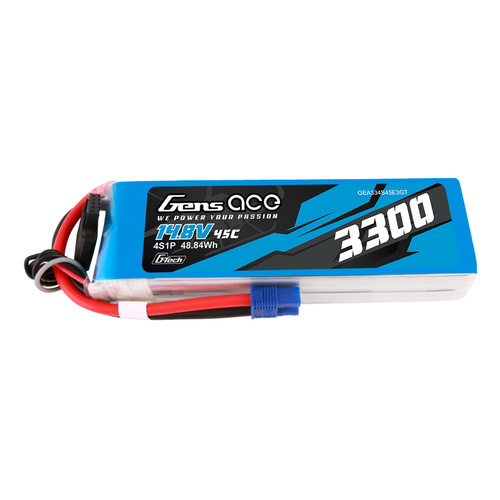 Gens Ace G-Tech 4S 3300mAh 45C 14.8V Soft Pack Lipo Battery (EC3)