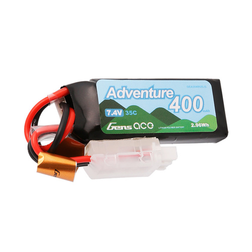 Gens Ace 2S Adventure 400mAh 35C 7.4V Soft Pack Lipo Battery (JST)