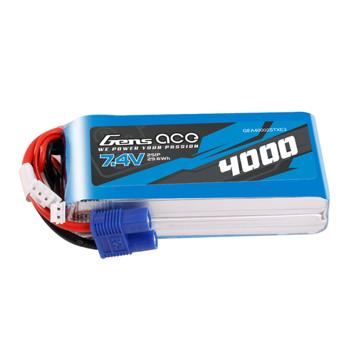 Gens Ace 2S 4000mAh 7.4V TX Soft Pack Lipo Battery (EC3)