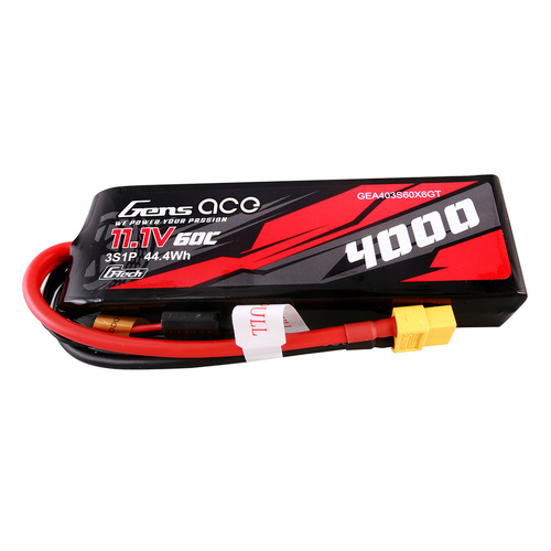 Gens Ace G-Tech 3S 4000mAh 60C 11.1V Soft Pack Lipo Battery (XT60)