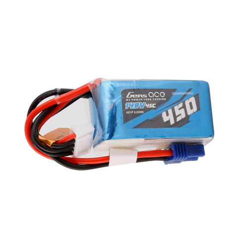Gens Ace 4S 450mAh 45C 14.8V Soft Pack Lipo Battery (EC2)