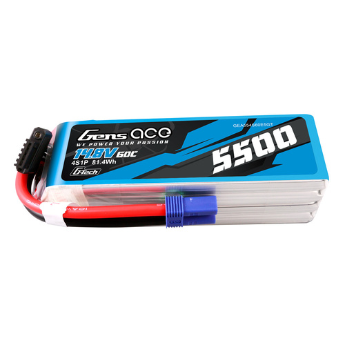 Gens Ace G-Tech 4S 5500mAh 60C 14.8V Soft Pack Lipo Battery (EC5)