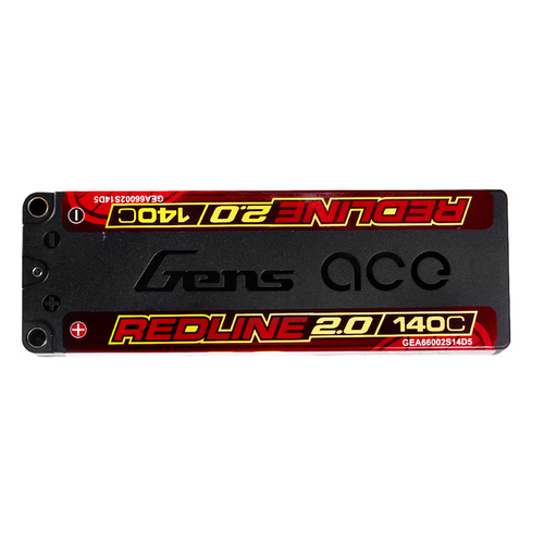 Gens Ace 2S Redline 2.0 6600mAh 140C 7.6V Hardcase Lipo Battery (5.0mm Bullet)