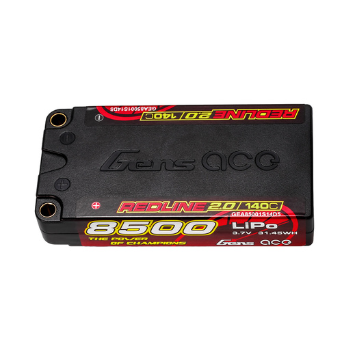 Gens Ace 1S Redline 2.0 8500mAh 140C 3.7V Hardcase Lipo Battery (5.0mm Bullet)