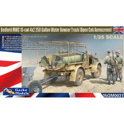 Gecko 1/35 Bedford MWC 15-cwt 4x2 200 Gallon Water Bowser Truck Plastic Model Kit