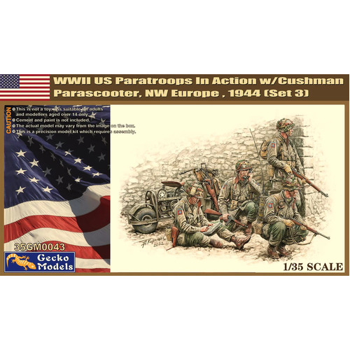 Gecko 1/35 US Paratroops In Action w/M53. (Set 3) Plastic Model Kit