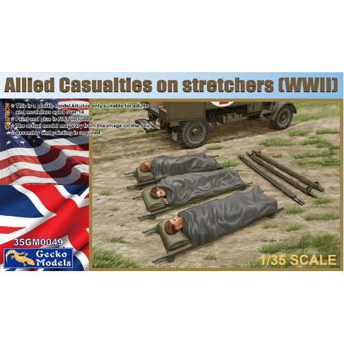 Gecko 1/35 Allied Casualties On Stretchers (WWII) Plastic Model Kit