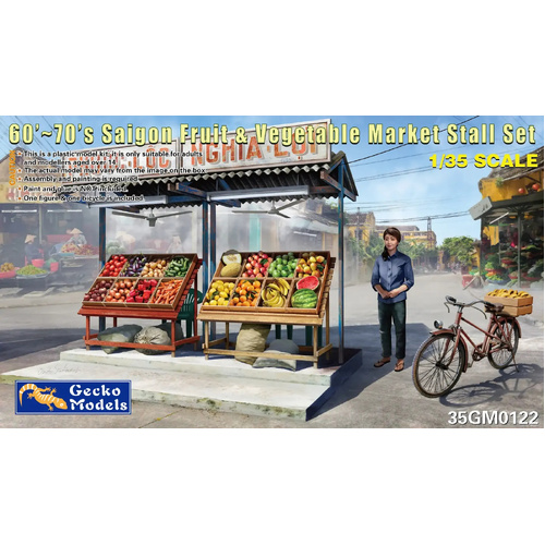 Gecko 1/35 60’~70’s Saigon Fruit & Vegetable Market Stall Set Plastic Model Kit