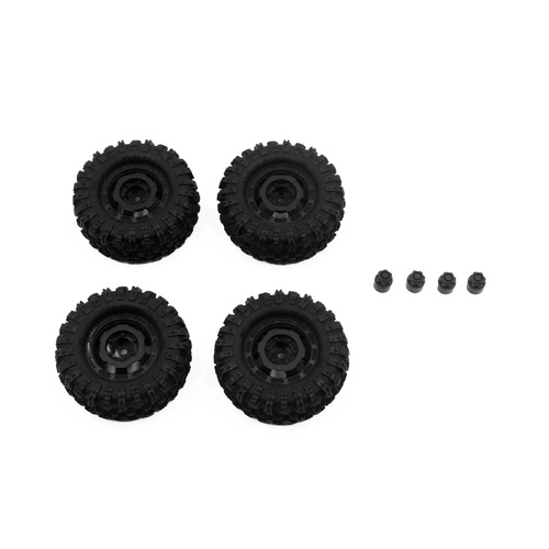 HobbyPlus CR18P Truck Wheel/Mudder Tire Set, Black