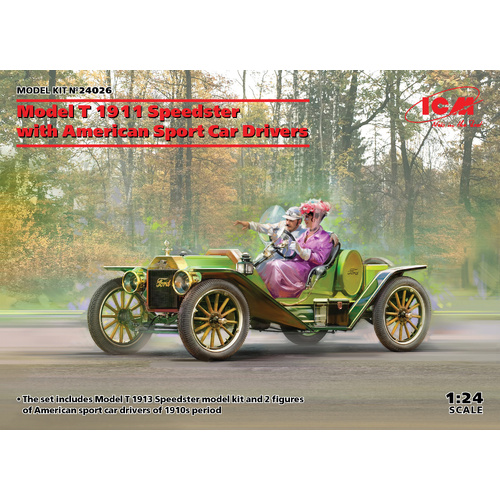 ICM 1/24 Model T 1913 Speedster with American Sport Car Drivers Plastic Model Kit