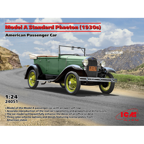 ICM 1/24 Model A Standard Phaeton (1930s) American Passenger Car Plastic Model Kit