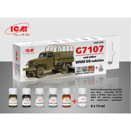 ICM Acrylic Paint Set: US WWII vehicles (G7107) - 6 Colours