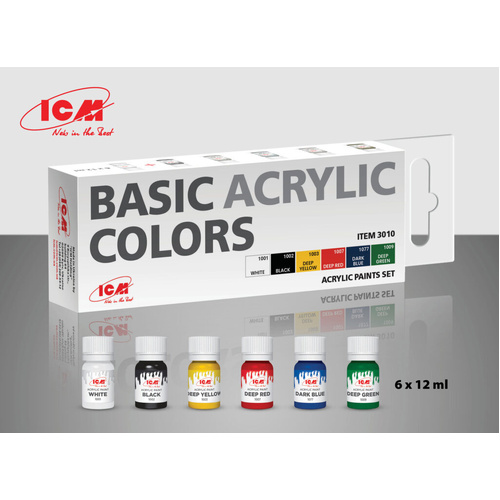 ICM Acrylic Paint Set: Basic acrylic colors - 6 Colours