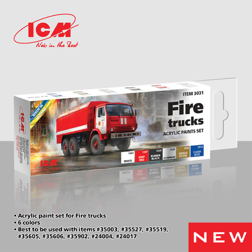 ICM Acrylic Paint Set: Fire trucks  - 6 Colours