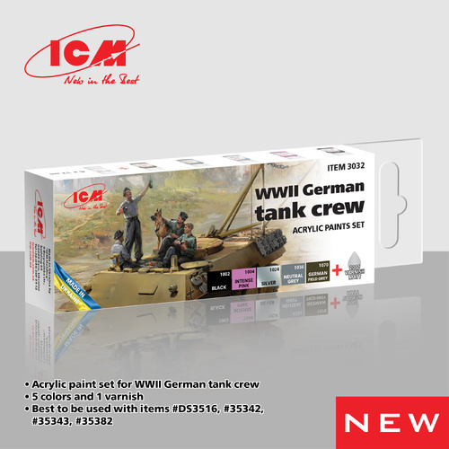 ICM Acrylic Paint Set: WWII German tank crew - 6 Colours