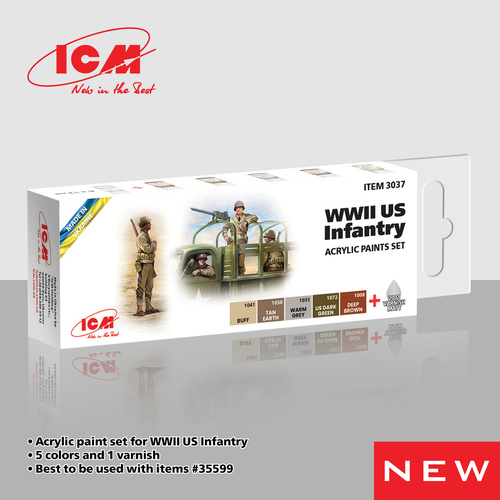 ICM Acrylic Paint Set: WWII US Infantry - 6 Colours