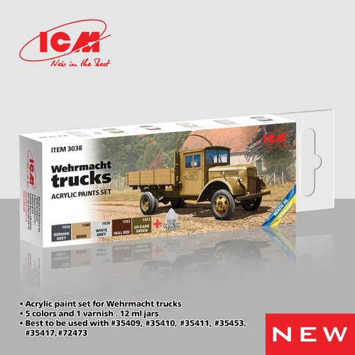ICM Acrylic Paint Set: Wehrmacht trucks - 6 Colours