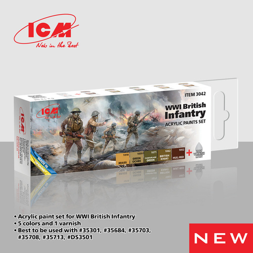 ICM Acrylic Paint Set: WWI British infantry - 6 Colours