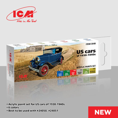 ICM Acrylic Paint Set: US cars of 1930-1940s    - 6 Colours