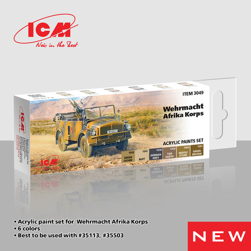 ICM Acrylic Paint Set: Wehrmacht Afrika Korps - 6 Colours