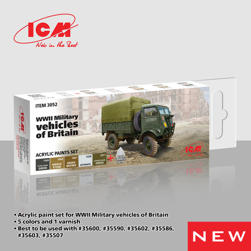ICM Acrylic Paint Set: WWII Military vehicles of Britain - 6 Colours