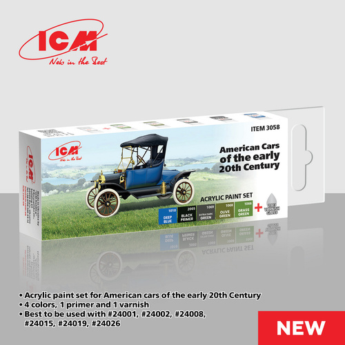 ICM Acrylic Paint Set: American cars of the early ?? - 6 Colours
