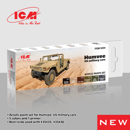 ICM Acrylic Paint Set: Humvee. US military cars - 6 Colours